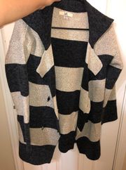 Striped Fuzzy Pea Coat, Medium