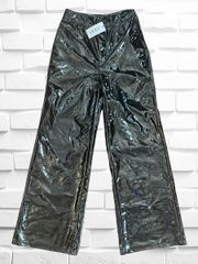 Women’s XS Black Patent Leather Pants • Shiny High Rise Straight Leg BNWT