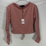 Kendall & Kylie Pink Salt Crew Neck Back Cut Out Sweatshirt Size XXS