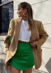 Green Satin Mini Skirt