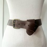 Gap Vintage Dark Brown Leather Medium Width Brass Buckle Belt XS 918542
