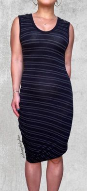 T by  navy blue striped asymmetric stretch-modal dress size XS