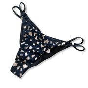 Blue Life Ruched Bikini Bottom With Flowers