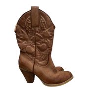 Very Volatile Brown Vegan Faux Leather Cowboy Boots 6