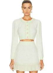 Love Shack Fancy Twain Crop Cardigan & Heiress Mini Skirt Set in Pistachio Small