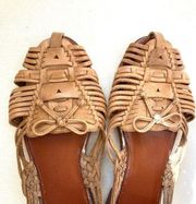 MIA Woven Brown Leather Huaraches Sandals