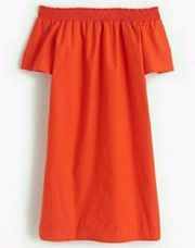 J CREW🍃SIZE 4🍃RED ORANGE POPLIN OFF THE SHOULDER SHEATH DRESS FULLY LINED