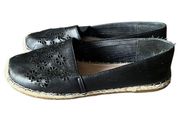 Kate Spade New York Garcia Espadrille Black Leather Flat Perforated Size 7