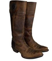 Ariat  Chandler Tall Cowgirl Boots Distressed Brown Leather Size 6B Pointed Toe