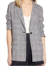 Chelsea28 Single Button 100% Linen Plaid Blazer Jacket Size Small