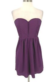 MM Couture Sweetheart Neckline Strapless A-Line Mini Dress Purple Size Small NWT