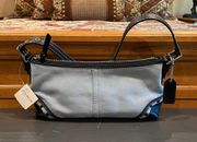 Coach NWT  Baby Blue & Brown HML Suede Zip Top Shoulder Bag Purse - RARE