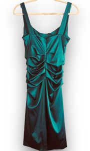 Suzi Chin Maggy Boutique Satin Ruched Sleeveless Dress Lined Green Women’s 4