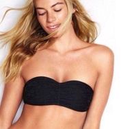 PINK VICTORIA’S SECRET BLACK STRETCH LACE BANDEAU STRAPLESS BRA TOP M