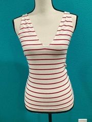 Reformation white and red striped tank top