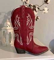 Red Cowgirl Boots Mid Calf Embroidered Western Cowboy Womens 7 New in Box Rodeo
