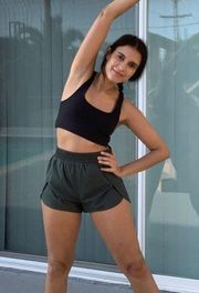 Girlfriend Collective | Trail High Waisted Workout Short in Moss Green