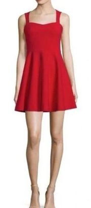 LIKELY Red Fit Flare Mini Cocktail Dress sz 2