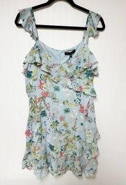 Blue Womens Botanica Bluebell Ruffle Chiffon Dress Medium