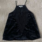 WAYF Black Velvet Lace Criss Cross Tank Top