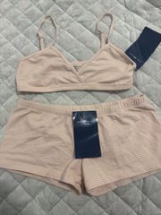 Pink White Striped Set