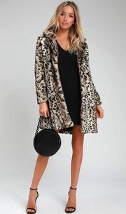 B B Dakota Bradshaw Leopard Print Button Down Faux Fur Coat Size S