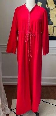 Vintage Vanity Fair Red Velour House Coat Robe Nightgown S M