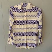 Equipment Signature Blouse Cream & Blue Printed Size Small