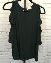 The Impeccable Pig Dark Green Cold Shoulder Blouse