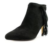 THALIA SODI ALTA FAUX SUEDE BLACK ANKLE BOOTIE TASSEL FRINGE SHOES 6