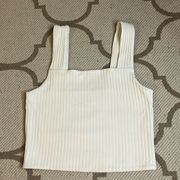 American Eagle  Outfitters cropped white soft & sexy white ribbed wide strap tank