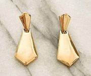 Vintage Trifari Earrings Gold Geometric Dangle Drop Stud Post Pierced