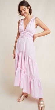 NWT Misa Kensie Tiered Maxi Dress in Pink Stripes sz M