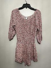 Love Ady Pink/Purple Floral Long Sleeve Romper Pockets L NWOT