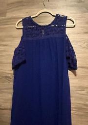 Lily star blue cold‎ shoulder dress L