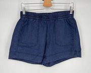 Roots Canada Pull On Shorts Sz M Blue Hemp/Cotton Blend 4" Inseam