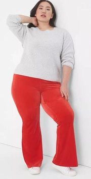 Lane Bryant Velvet Flare Pant Red NWOT No Gap Waist Band Size 16