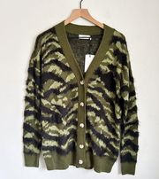 NEW Greylin Jules Army Knitted Button Up Cardigan Sweater Green Size S