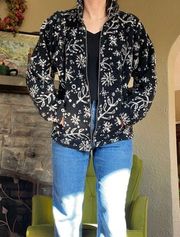 Columbia Rare 90s vintage  high pile fleece Sherpa fleece floral full zip jacket