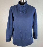 Duluth Trading Co Womens Funnel Neck Sweatshirt S Small Blue Pullover Pockets