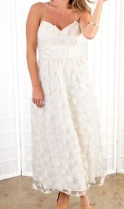 White Daisy Embroidered Tulle Dress