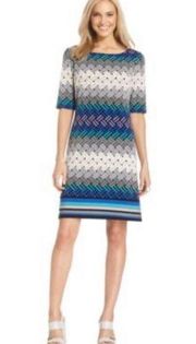 Jessica Howard geometric print shift dress size 8