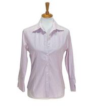 Brooks Brothers  Striped 3/4 Sleeve Dress Shirt Purple Size 4 Preppy Quiet Luxury