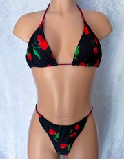 Black & Red, Cherry, Bikini Set