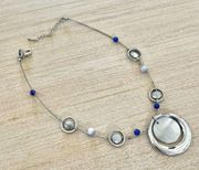 NY collection Silver tone pendant necklace with blue beads