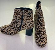 Halogen Leopard Calf Hair Abbi Block Booties Size 8