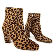 NEW Jimmy Choo Leopard Calf Hair Square Toe Ankle Booties