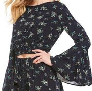 Chelsea & Violet Floral Bell Sleeve Crop Top