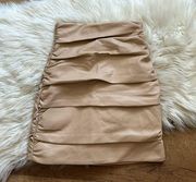 BARDOT Cara Vegan Leather Skirt In Beige