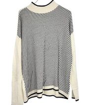 APT9 CREAM WITH BLACK STRIPES ON FRONT SOFT OVERSIZE FIT LARGE